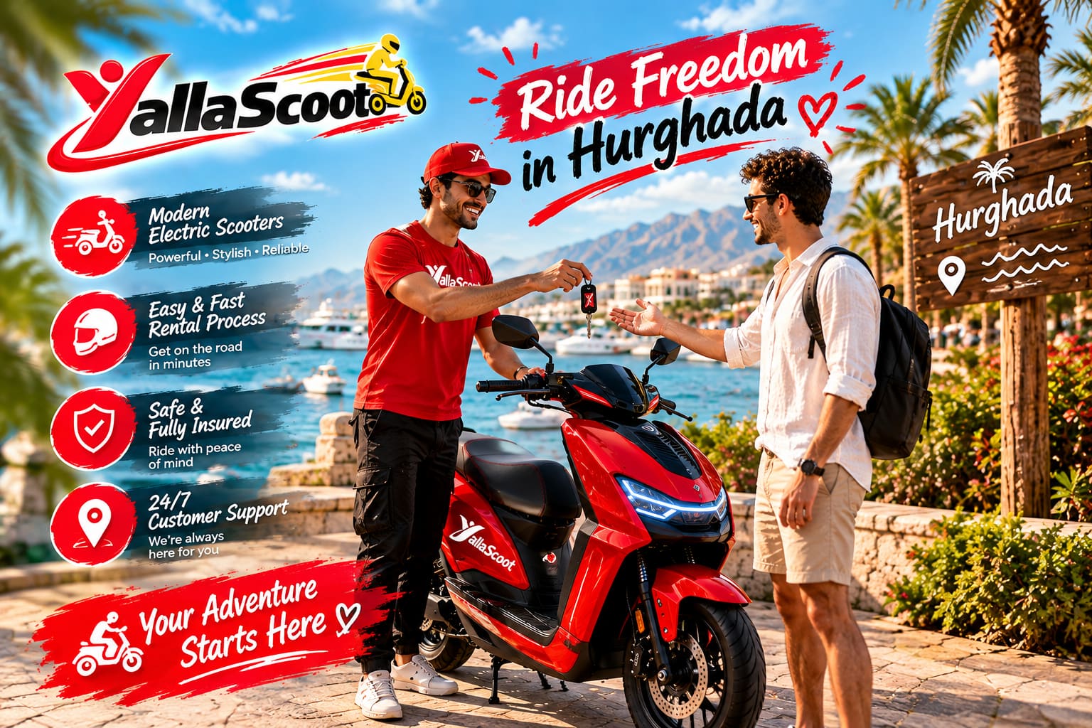 Два человека на самокатах Yalla Scoot